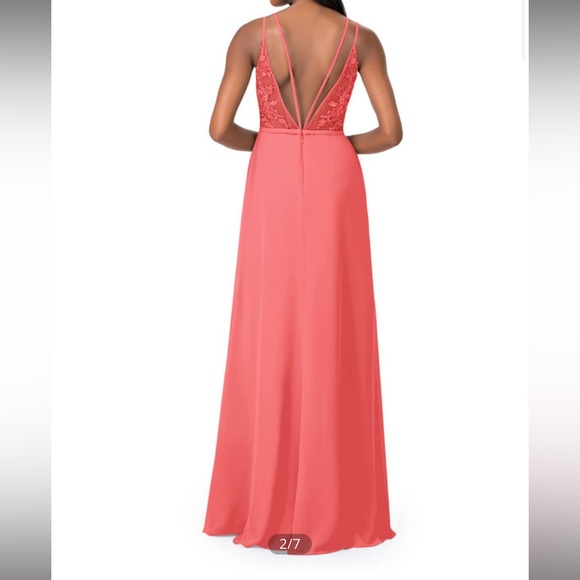 NEW Azazie Ellia Pink Dress A-Line A14 Flamingo Pink Color NWT Backless Gorgeous - Picture 3 of 7
